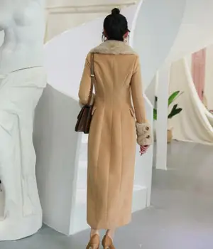 2020 Moda De Iarna Plus Dimensiune Lână De Bumbac Maro Glezna-Lungime Haina De Blana Pentru Femei