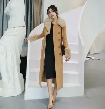 2020 Moda De Iarna Plus Dimensiune Lână De Bumbac Maro Glezna-Lungime Haina De Blana Pentru Femei