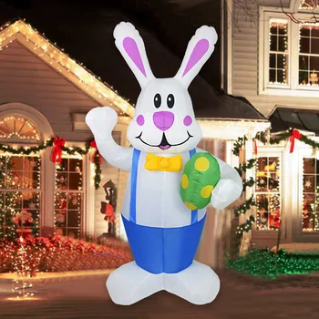 1,9 M Iepure Gonflabile Paști Ornament LED-uri Stralucitoare Figura în aer liber, Curte Gazon Bunny Gonflabile Jucării de Crăciun, de Paște Decor pentru Casa