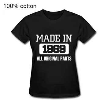 Noi Bumbac Gât T-Shirt 2019 Moda a Făcut În 1969 Tricou Femei de 50 de ani 50 de Ani Haine de Dimensiuni Mici Tricou