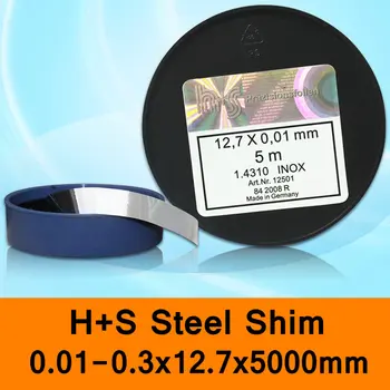 H+S din Oțel Inoxidabil Shim DIN INOX 1.4310 H + S HS Mucegai Mucegai Distanțier Filler-a Făcut în Germania 0.01-0.03x12.7x5000mm Ambalaj Original