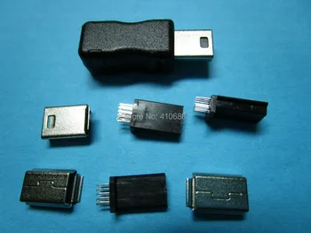20 Buc Mini USB 10 Pin Male Plug 180 de Grade Conector din Plastic Negru 16433