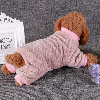 Animale de companie Haina Casual Purta Haine Cu 4 picioare Solide de Culoare Pijamale, Haine groase Câine Flanel Salopeta Câine de Iarnă Caldă Butonul 2020