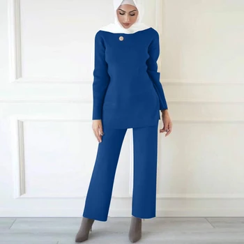 Iarna Tricot Caftan Dubai Abaya Turcia Musulmană Moda Hijab Rochie De Seturi De Islam Îmbrăcăminte Abayas Pentru Femei Musulmani Ansambluri De Modul