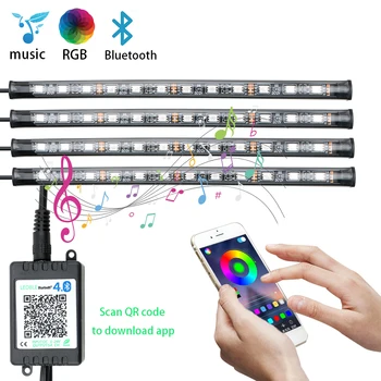 RGB Mașină de Spirit Lumini Ambientale Atmosfera Lampa de Podea cu LED-uri Benzi de Picior Ușa Decor de Control Bluetooth Accesorii Auto 12V Interior
