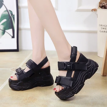 Lucyever 2019 Noi Femei Sandale De Vară Platforma Adidași Pene Lift Pantofi De Femeie Tocuri Foarte Inalte, Liane Sandalia Mujer