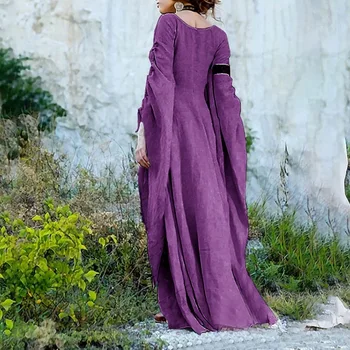 2019 Femei Rochie Renașterii Etaj Lungime Rochie Camasa Rochie Costum De Haine Cu Maneci Lungi Medieval Gotic Rochie Rochie De Cosplay Costum