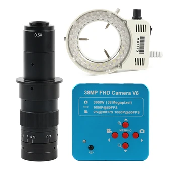 Cele mai noi 38MP 2K HDMI UBS Industria Video Microscop Camera +130X/180X/300X Monocular Obiectiv de 56 de Lumină LED-uri Pentru PCM SMD Lipit