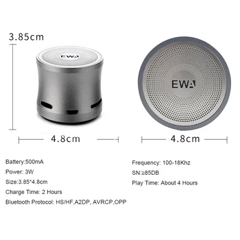 EWa A109mini Difuzor Bluetooth MP3 Player Difuzor Portabil Pentru Telefon Metalica Intrare USB MP3 Player Sport Difuzoare