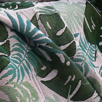 Frunze Verzi Tricotate Canapea Arunca Pătură Tricot Scaun Canapea Extensibilă Capac Prosop Covor Pleduri Canapea Extensibilă Capac De Imprimare Cuvertură Tapestery