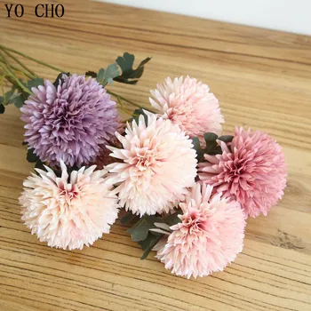 YO CHO 3pcs Flori Artificiale Real Atinge Papadie Mingea Buchet de Flori Pentru Mireasa Flori de Nunta Decor Acasă Pompom Flori False