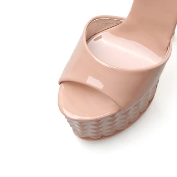 Femei Sandale cu Toc 19cm Stripteuză Tocuri de Vară Petrecere de Nunta Pantofi Femei Gladiator Sandale cu Platforma Pantofi Negri+Feminin 1665