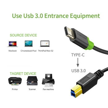 CABLETIME Type C la USB 3.0 BM Scanner Imprimanta Cablu de 5Gbps de Mare Viteza USB3.0 Cablu Extensie Cablu de Imprimantă Pentru Imprimantă HP N24