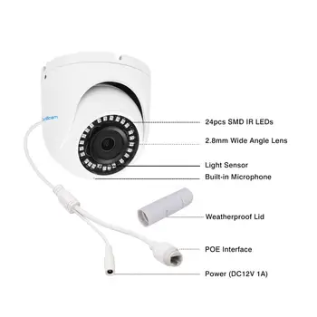 Brillcam Camera POE IP de Exterior 2MP HD IR Camere de supraveghere Dome H. 265 Camera IP 2MP Cu 2,8 MM pentru CCTV Camere de Securitate Acasă Pentru Casa