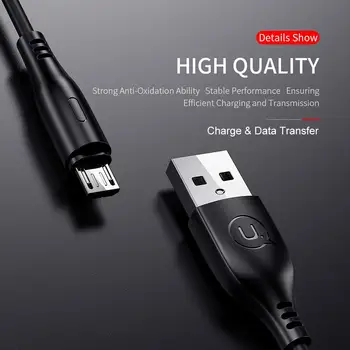 USAMS Micro USB Cablu de 1m 10buc/o mulțime 2A Încărcare Rapidă USB Cablu de Date Cablu Sincronizare Microusb Cablu pentru Xiaomi redmi note 4 5 Android