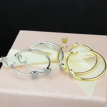 Noua moda de aur/argint de culoare de aur de cupru cercei alb zircon cubic Deschide hoop cercei pentru femei/fete plivitul petrecere bijuterii