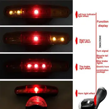 7 LED-uri de biciclete Biciclete de Semnalizare Direcție Frână Lumină de Lampă 8 sunet de Corn Fix muntele Set de Biciclete de Siguranță Lumină în Întuneric P40