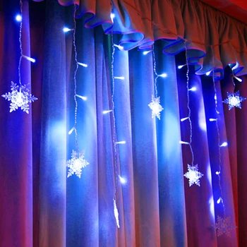 LED-uri Cortina Șir de Basm Lumină Intermitentă în aer liber de Crăciun Fulg de nea Memorie 8 Moduri de Lumini Impermeabil Vacanță Conectabil D30