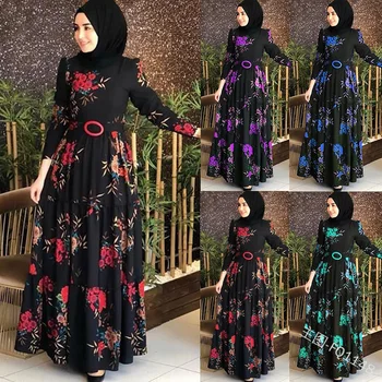 Musulman Abaya Print Maxi Dress Turc Hijab Vestidos Cardigan Kimono Robă Lungă, Rochii Jubah Orientul Mijlociu Eid Ramadan Islamic