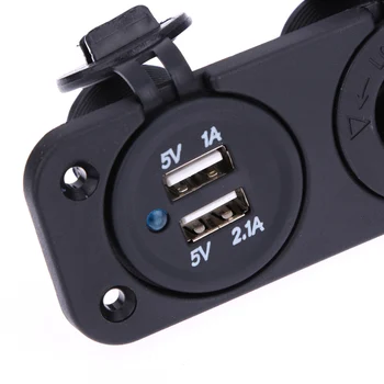 Portabil Universal 3 in 1 Splitter Bricheta 12V Dual USB Încărcător Adaptor de Alimentare cu LED-uri Voltmetru, Priza combo
