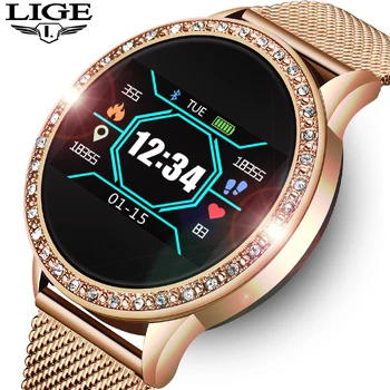 LIGE Ceas Inteligent Femei OLED Ecran Color Monitor de Ritm Cardiac Doamnelor ceas de Moda Fitness Tracker Sport Smartwatch brățară Inteligent