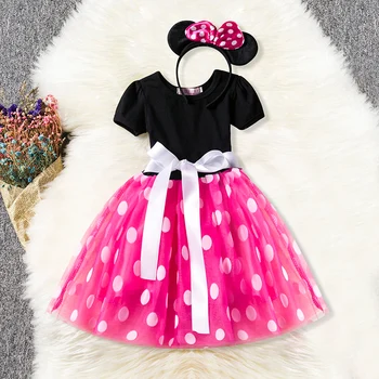2019 Copil De Vara Fata Rochie Copii Mickey Minnie Mouse Costum Cosplay Cu Bentita Petrecerea De Ziua Copii Rochii De Îmbrăcăminte Vestido