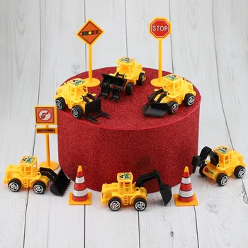 11Pcs/set Inginerie Auto Decoratiuni Tort pentru Copii Băiat Ziua de nastere Partid Accesorii Mini Excavator Ornament Copii Cadou Jucarii Camion