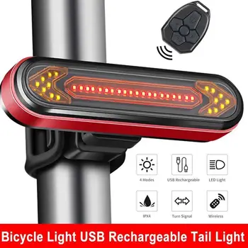 Control de la distanță cu Bicicleta Stop USB Reîncărcabilă Biciclete Coada Lumina din Spate de Semnalizare Frânare de Avertizare cu LED-uri Wireless Ciclism Felinar