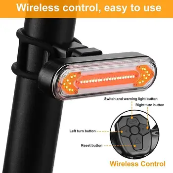Control de la distanță cu Bicicleta Stop USB Reîncărcabilă Biciclete Coada Lumina din Spate de Semnalizare Frânare de Avertizare cu LED-uri Wireless Ciclism Felinar