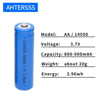 3.7 v 14500 baterie reîncărcabilă 3.7 v litiu baterie aa 2A 800-900mAh li-ion