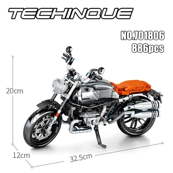 SEMBO 886Pcs Technic Creator Motocicleta Off-road Blocuri de Motociclete de Curse de Viteză Masina DIY Asambla Cărămizi Jucarii Educative 17081