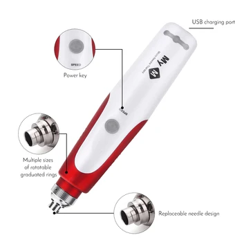 Electric Derma pen face Pielea de Reparare Rid elimina Microneedling pen dr pen Tool cu 2 buc de Înlocuire Ace Cartuș de Sfaturi