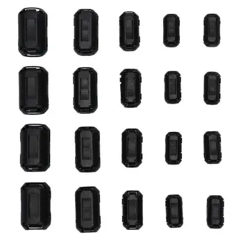 20buc Multi Dimensiune 3.5/5/7/9/13mm Plastic Negru Clip Pe EMI, RFI Supresoare de Zgomot Cablu de Ferită cu Filtre Detașabile