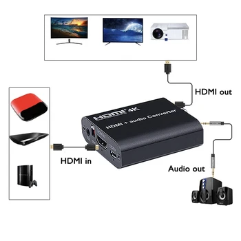 HDMI 1.4 Audio Extractor 5.1 ch Cu ARC EDID HDMI Audio Extractor 4K 30Hz Splitter HDMI la R/L Audio Extractor Optic Coaxial