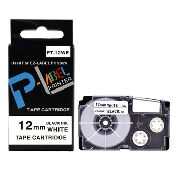 1 Bucată PUNĂ Eticheta Banda 12mm XR-12WE Negru Pe Alb Compatibil Eticheta Banda Pentru Casio KL-170 KL-60 Imprimanta Panglica PT-12WE