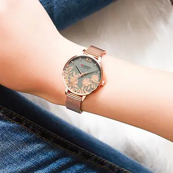 CURREN Femei Ceasuri de Top de Brand de Lux din Oțel Inoxidabil Curea Ceas de mana pentru Femei a Crescut de Ceas Elegant Doamnelor Cuarț Ceas