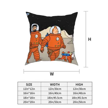 Aventurile Lui Tintin Eglefin Astronauți Pillowcover Decor Perne Perne pentru Camera de zi Imprimare față-verso