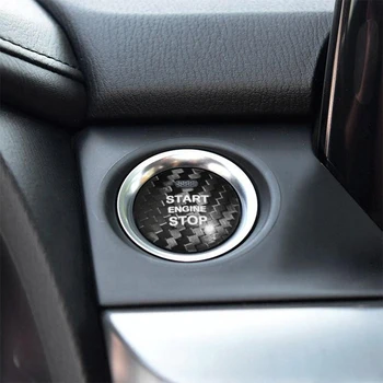 Fibra de Carbon Motor Auto Start-Stop Buton de Comutare Garnitura Capac Autocolante, Decalcomanii de Styling Pentru Mazda Axela Atenza CX-8 CX, 3 CX, 4 CX-5