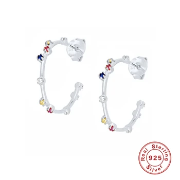 BOAKO Argint 925 Cristale Colorate de Flori Mare Stud Cercei Pentru Femeile Nunta Bijuterii Piercing Cercei серьги кольца