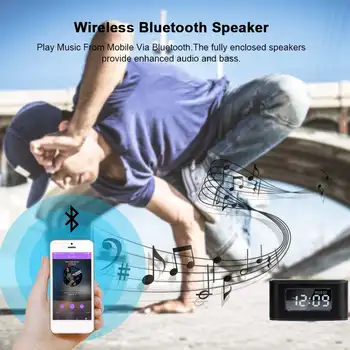 Difuzor bluetooth / Wireless Încărcător / FM Radio / Ceas cu Alarma Snooze / Încărcător USB Port pentru IOS Android