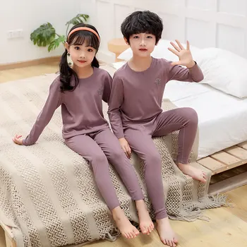 Noua toamna iarna pentru copii de înaltă calitate pijama de culoare solidă stil copii seturi de pijamale pentru fete baieti 2-12Y cald copilului haine seturi