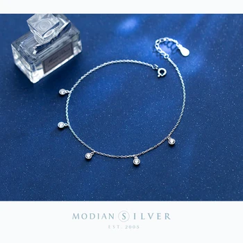 Modian Simplu Esențiale Șirag de mărgele Link-ul de Bratari Argint 925 Clar CZ Bratara pentru Picior Bijuterii Argint Picior de Femeie Lanț NOU