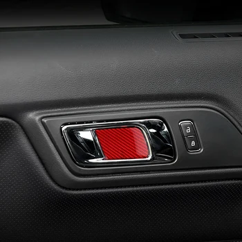 2 buc Mașină Roșie Fibra de Carbon Interioară a Mânerului Portierei Castron Patch Panel Capac Decorativ Ornamental Autocolant pentru Ford Mustang-2019
