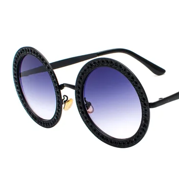 Diamant Rotund ochelari de Soare Femei 2018 Brand de Lux de Designer de Cristal de sex Feminin de ochelari de Soare Cadru din Aliaj de Piatră prețioasă Nuante Gafas de sol 17354