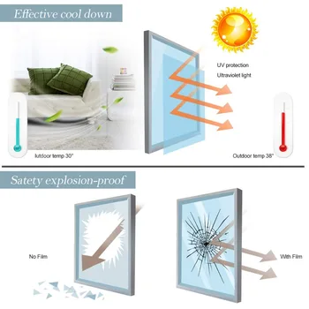 40/50/60x400 cm-Un Fel de Oglindă de Film Fereastră Albastru Reflectorizant de Argint Solare Nuanță de Intimitate în timpul Zilei Adezive Decorative|de Control de Căldură