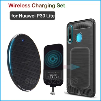 Încărcare Wireless Qi Dispozitiv pentru Huawei P30 Lite Wireless Încărcător și USB de Tip C, Adaptor de Încărcare Receptor Cadou Caz de Telefon
