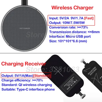 Încărcare Wireless Qi Dispozitiv pentru Huawei P30 Lite Wireless Încărcător și USB de Tip C, Adaptor de Încărcare Receptor Cadou Caz de Telefon