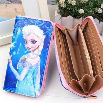 Disney minnie desene animate sophia pluș poseta de monede pu printesa aisha lung portofel cadou pentru copii mickey mouse sac de ambreiaj card congelate