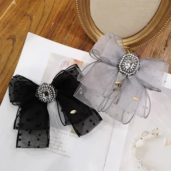 Nou coreean Dantelă Neagră Cravată Brosa cu Strasuri Arc Cravate pentru Femei Costum Camasa Callor Îmbrăcăminte Moda Bijuterii Accesorii