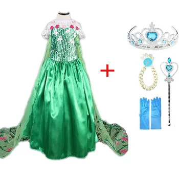 Febra Verde Elsa Rochie Costum De Vara Fete Dress Copii Cosplay Petrecere Rochii Printesa Anna Congelados Vestidos Imbracaminte Copii
